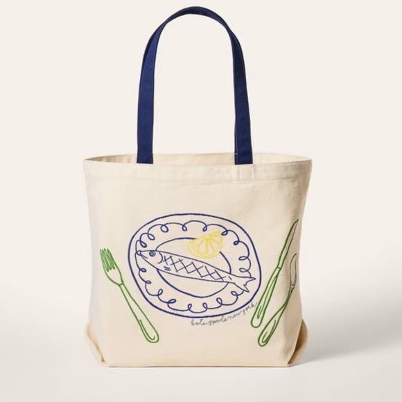 KATE SPADE x TARGET Collaboration Canvas Tote Bag with Fish Design - New